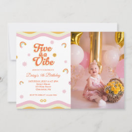 Invitación Las sonrisas retro cinco son una foto de los cinco