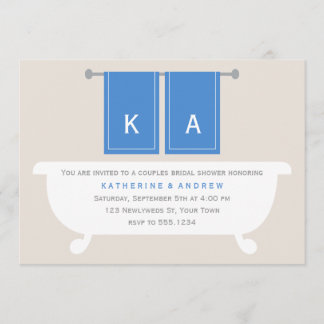Invitación Las toallas y toallas de la novia {azul}
