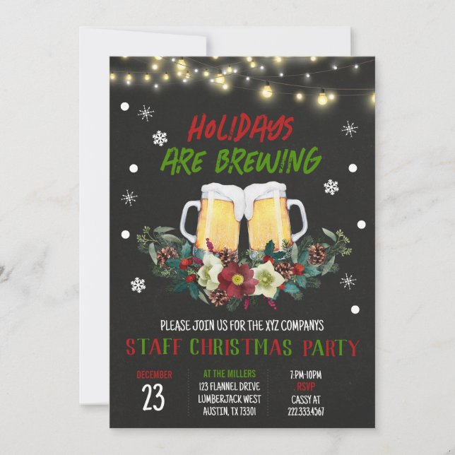 Invitación Las vacaciones son Fiesta de los Navidades de cerv (Anverso)