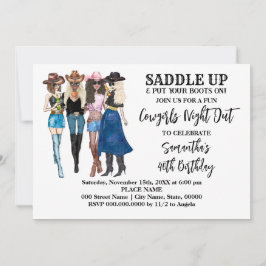 Invitación Las Vaqueras Ensillan el Cumpleaños Occidental