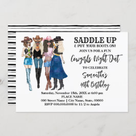 Invitación Las Vaqueras Ensillan el Cumpleaños Occidental