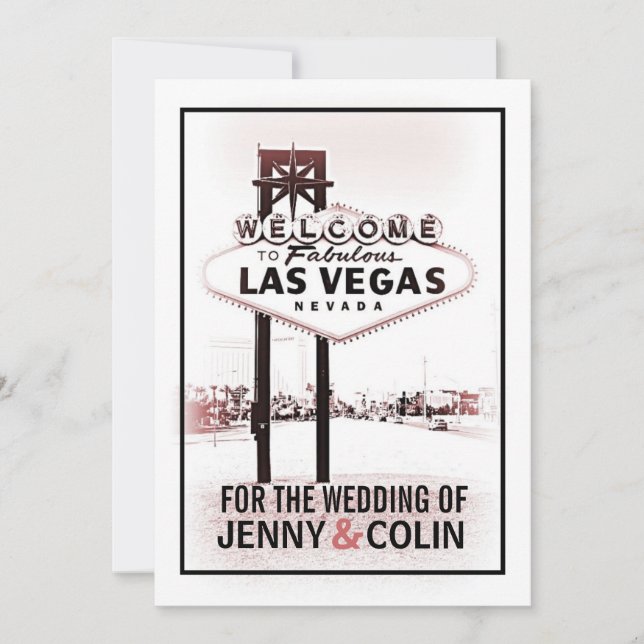 Invitación Las Vegas Boda Vintage Romantic Invita (Anverso)