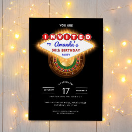 Invitación Las Vegas Casino Night Black Birthday Party