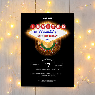 Invitación Las Vegas Casino Night Black Birthday Party
