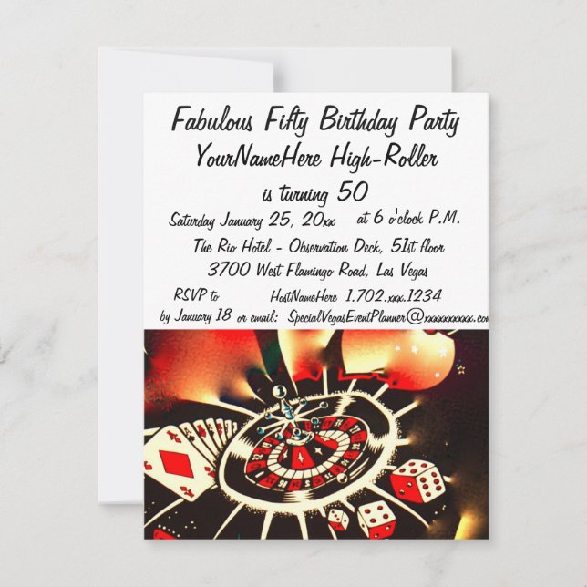 Invitación Las Vegas fabuloso celebración de 50 cumpleaños (Anverso)