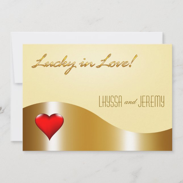 Invitación Las Vegas Lucky in Love Boda oro/arena (Anverso)