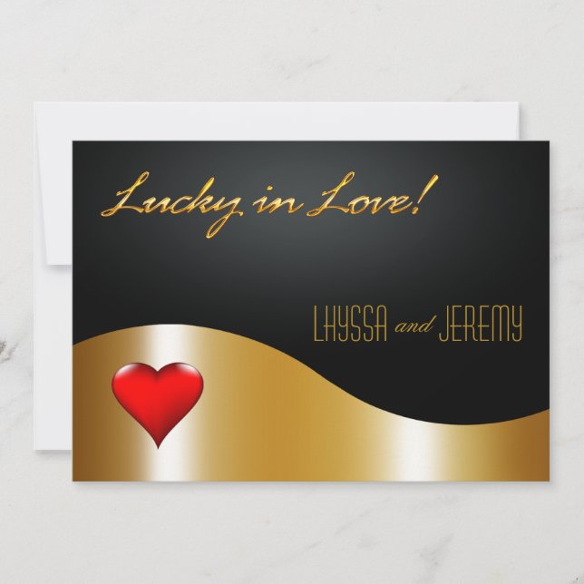 Invitación Las Vegas Lucky in Love Boda oro/negro (Anverso)
