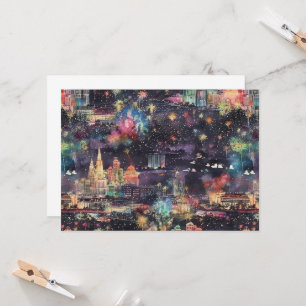 Invitación Las Vegas Navidad y Año Nuevo en acuarelas