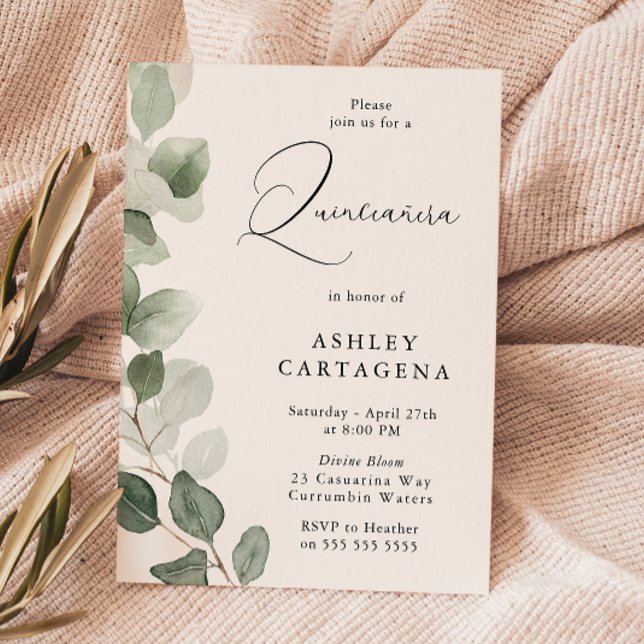 Invitación Las verdes y frondosas hojas de Quinceanera 15 (Subido por el creador)