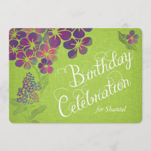 Invitación Las violetas en cumpleaños de encargo de lino