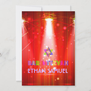 Invitación Láser pixDezines / barra de luces de neón mitzvah