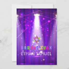 Invitación Láser pixDezines / barra de luces de neón mitzvah