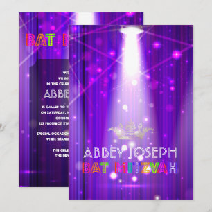Invitación Láser PixDezines / Luces Neon Bat Mitzvah