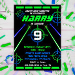 Invitación Laser Tag Neon Green and Blue Beams Birthday Party<br><div class="desc">Celebrate your child's next laser tag party with this cool invitation. With neon laser beans and targets. Great for an indoor laser tag party. Matching Favor Tags and party decor available. Designed by invitecentral.com</div>