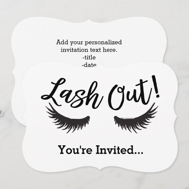 Invitación Lash Out Eyelash Lash Salon Makeup Artista (Anverso / Reverso)