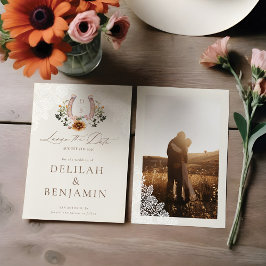 Invitación Lasso la fecha acuarela floral herradura occidenta