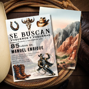 Invitación Lasso Vaquero Español Cowboy 85º cumpleaños
