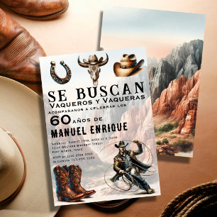 Invitación Lasso Vaquero Western Español Cumpleaños 60 del Co