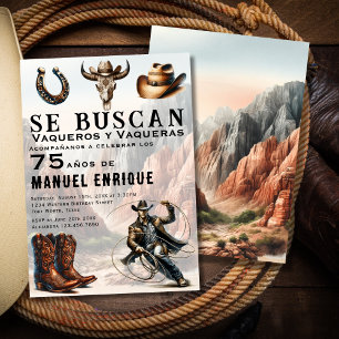 Invitación Lasso Vaquero Western Español Cumpleaños 75 del Va