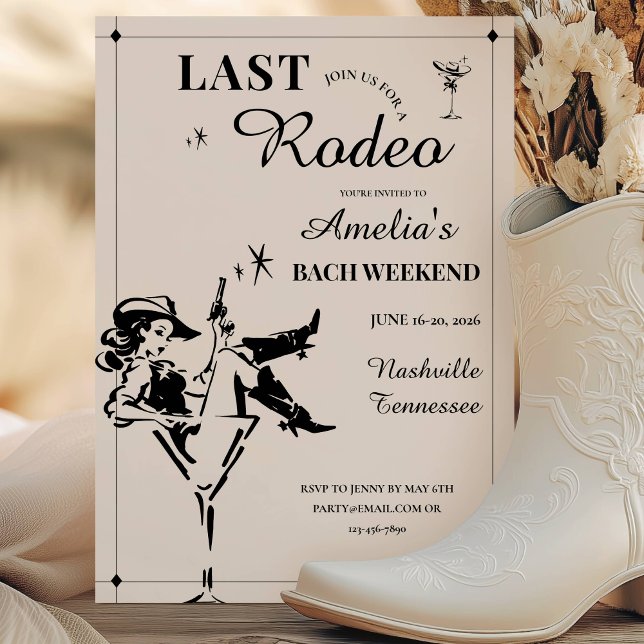 Invitación Last Rodeo Bachelorette Weekend Itinerary Invitati (Last Rodeo Bachelorette Weekend Itinerary Invitation)