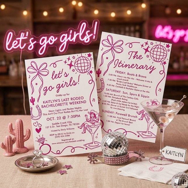 Invitación Last Rodeo Cowgirl Bachelorette Weekend Itinerary (Subido por el creador)