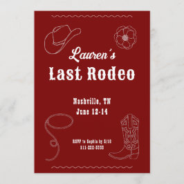 Invitación Last Rodeo Cowgirl Western Bachelorette Invitation