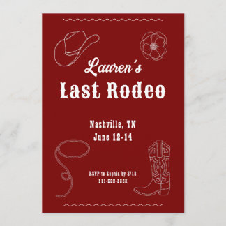 Invitación Last Rodeo Cowgirl Western Bachelorette Invitation