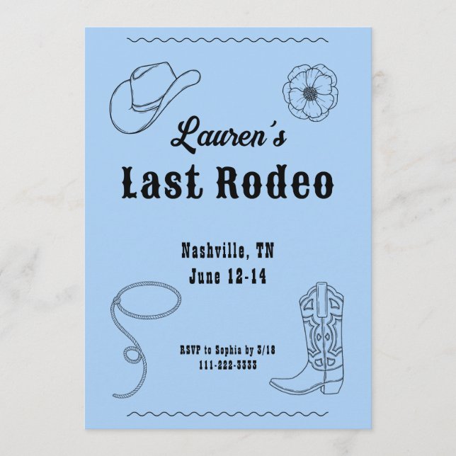 Invitación Last Rodeo Cowgirl Western Bachelorette Invitation (Anverso)
