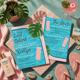 Invitación Last Splash Bachelorette Weekend Party Itinerary