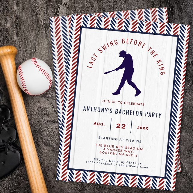 Invitación Last Swing Before The Ring Baseball Bachelor Party (Subido por el creador)