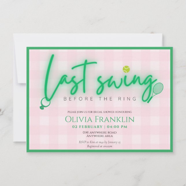 Invitación Last swing before the ring bridal shower  (Anverso)