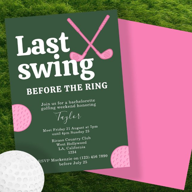 Invitación Last Swing Before The Ring Golf Bachelorette (Last Swing Before The Ring Golf Bachelorette Invitation by Ricaso. Golfing weekend for bride to be)
