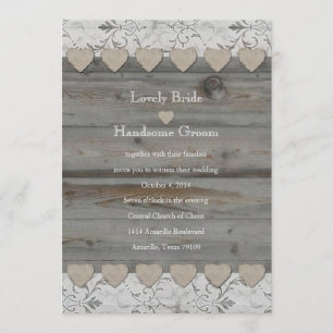 Invitación lateral de la boda de madera 2 del