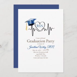 Invitación Latido y tapón de graduación azul