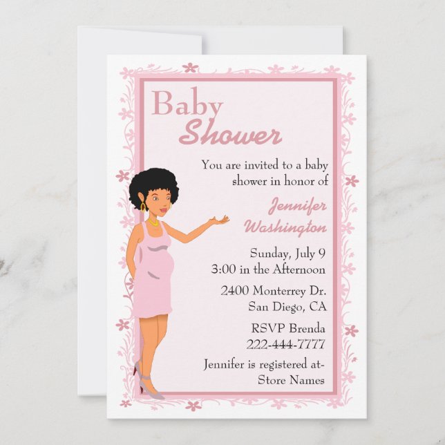 Invitación latinoamericana a Baby Shower (Anverso)