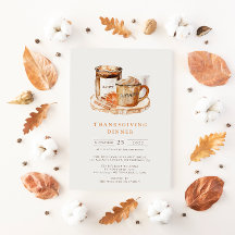 Latte de Calabaza Acuarela y Vela de Acción de Gra