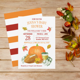 Invitación Latte de calabaza acuática y Baby Shower de fútbol