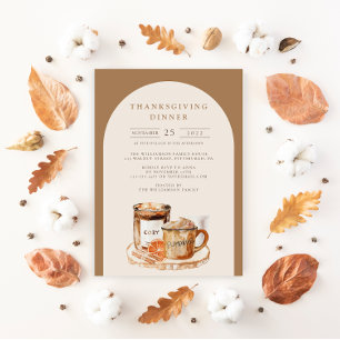 Invitación Latte de Calabaza con Acuarela & Vela de Acción de