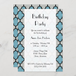Invitación Latticework, Quatrefoil, Trellis, Fiesta de Cumple