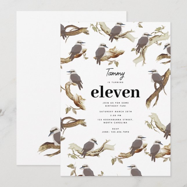Invitación Laughing Kookaburra Australian Eucalyptus Birthday (Anverso / Reverso)