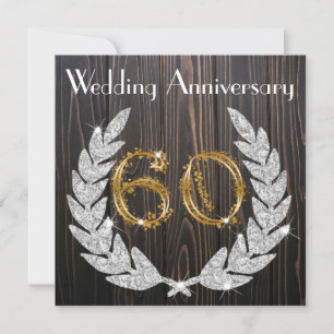 Invitación Laurel de Diamantes y Oro 60 años Boda en