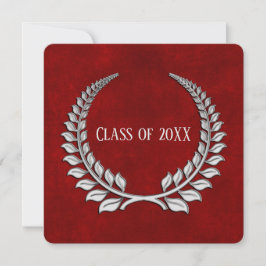 Invitación Laurel de plata graduada en rojo