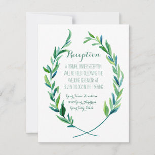 Invitación Laurel de recepción Wreath moderna y simple hoja d