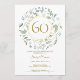 Invitación Laurel Garland Gold Monograma 60 cumpleaños