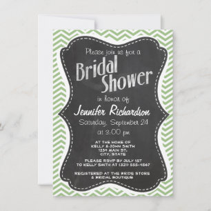 Invitación Laurel Green Chevron Stripes; Chalkboard look
