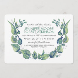 Invitación Laurel Greenery Wreath Watercolor Boda