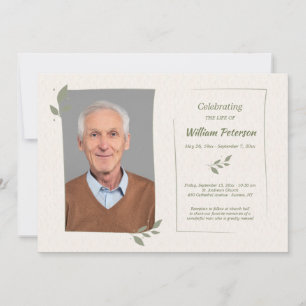 Invitación Laurel Leaf Frame Celebration of Life Card