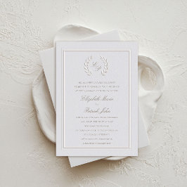 Invitación Laurel Wreath Escudo Marco Boda formal clásico