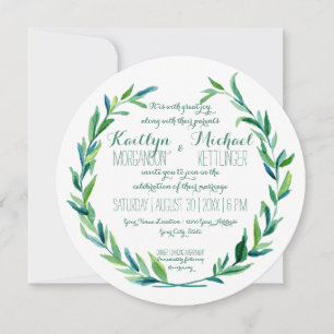 Invitación Laurel Wreath Olive Leaf Branch Ronda moderna