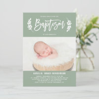 Laurel Wreath Sage Green Photo Baptism